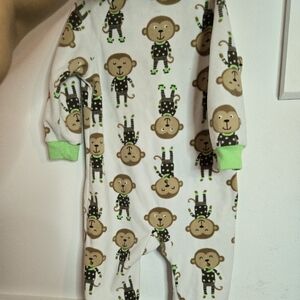 Carters Child of Mine 18 month monkey fleece footed Jammies/pajamas